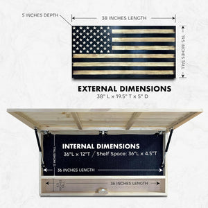 Large American Flag Gun Safe - Quick Access Hidden Gun Safe for Rifles, Shotguns, & Handguns - Gun Concealment Furniture with Magnetic Lock - Gun Self by Bellewood Designs