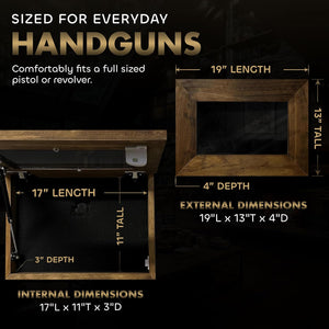 Wall Mounted Pistol Display Case - Handcrafted Gun Cabinet with Magnetic Lock for Secure Storage - Quick Access Gun Display Case with Mount & Customiz by Bellewood Designs