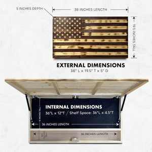 Large American Flag Gun Safe - Quick Access Hidden Gun Safe for Rifles, Shotguns, & Handguns - Gun Concealment Furniture with Magnetic Lock - Gun Self by Bellewood Designs