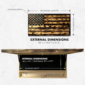 Large American Flag Gun Safe - Quick Access Hidden Gun Safe for Rifles, Shotguns, & Handguns - Gun Concealment Furniture with Magnetic Lock - Gun Self by Bellewood Designs
