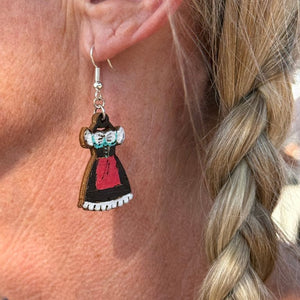 Dirndl Dress Wooden Earrings | Oktoberfest Bavarian Jewelry by Cate's Concepts, LLC, handmade jewelry detail photo 4