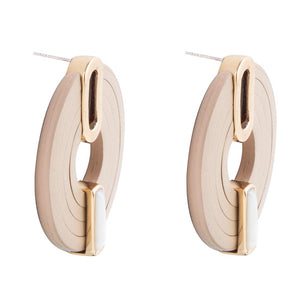 Discus Mother of Pearl Leather Earrings detail view by Barse Jewelry