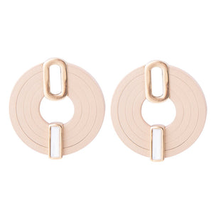 Discus Mother of Pearl Leather Earrings by Barse Jewelry