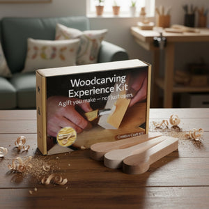 DIY 3-Piece Spoon Carving Kit for Beginners – Linden, Cherry & Oak Wood Blanks by Sharky Forged Steel Tools