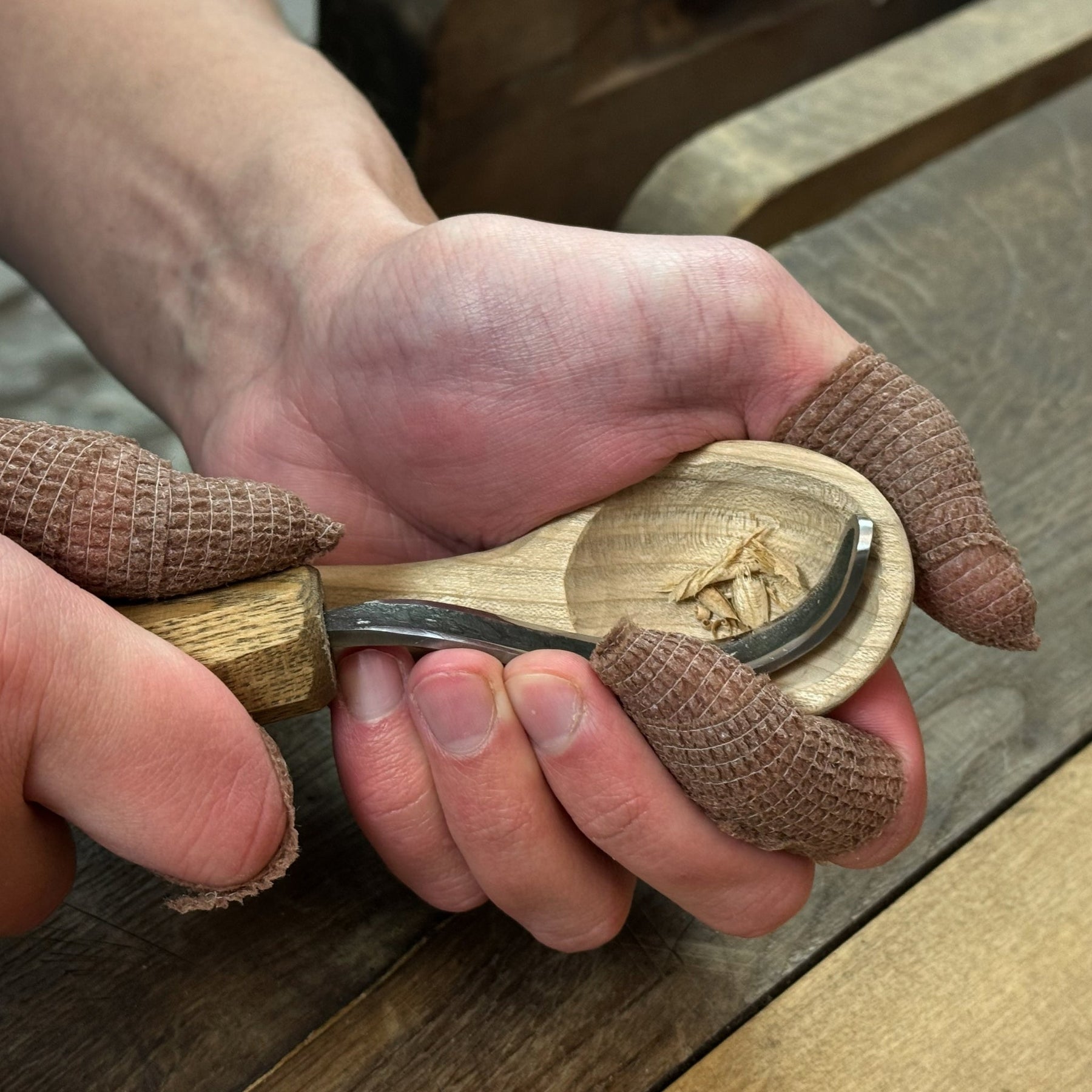 DIY 3-Piece Spoon Carving Kit for Beginners – Linden, Cherry & Oak Wood Blanks detail view by Sharky Forged Steel Tools