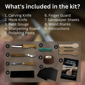DIY 3-Piece Spoon Carving Kit detail view by Sharky Forged Steel Tools