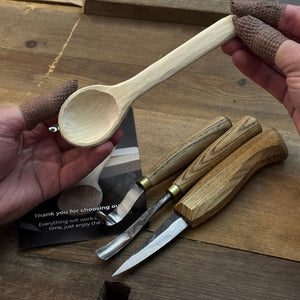 DIY 3-Piece Spoon Carving Kit detail view by Sharky Forged Steel Tools