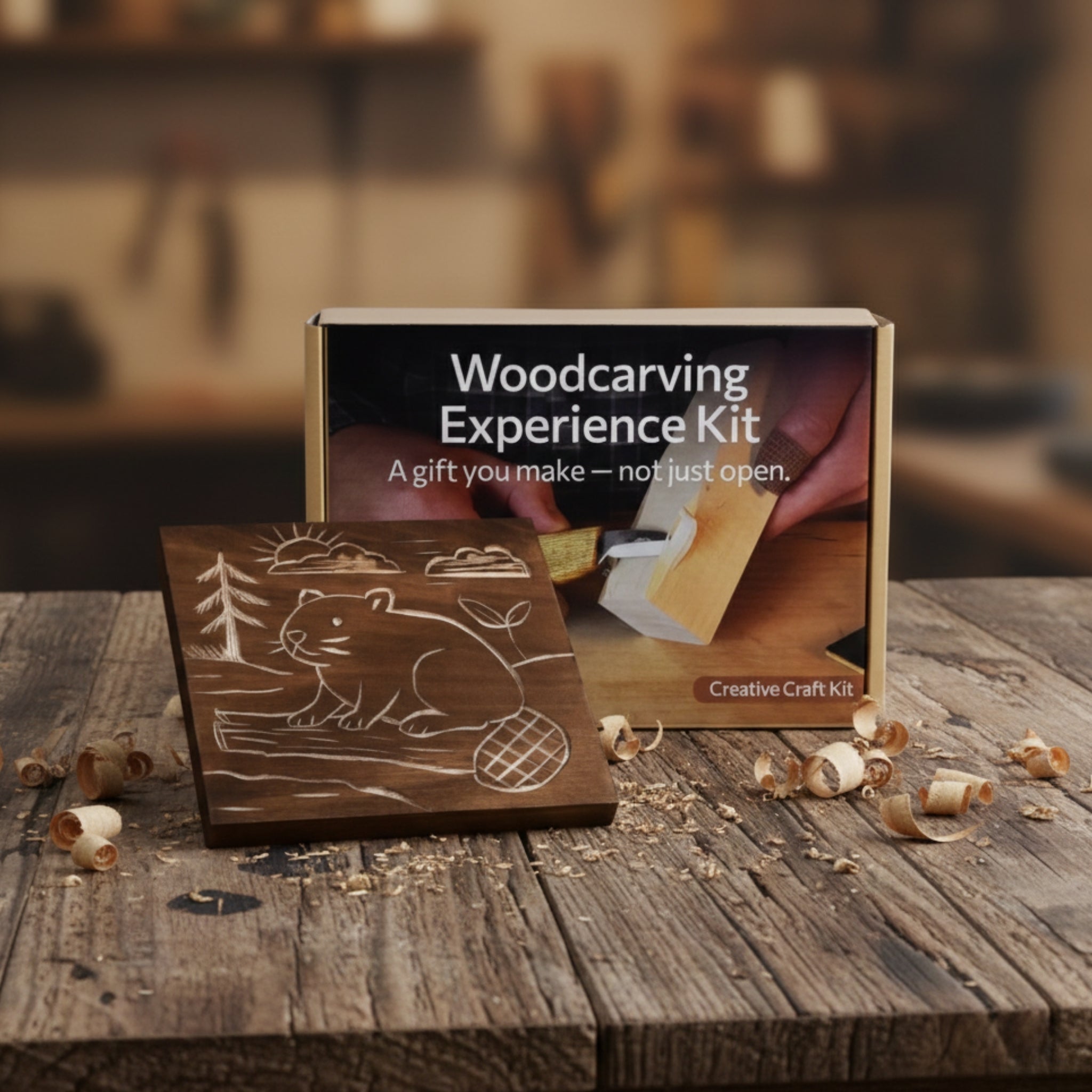 DIY Beaver Carving Kit – Wood Art Set with V-Chisel & Video Guide by Sharky Forged Steel Tools