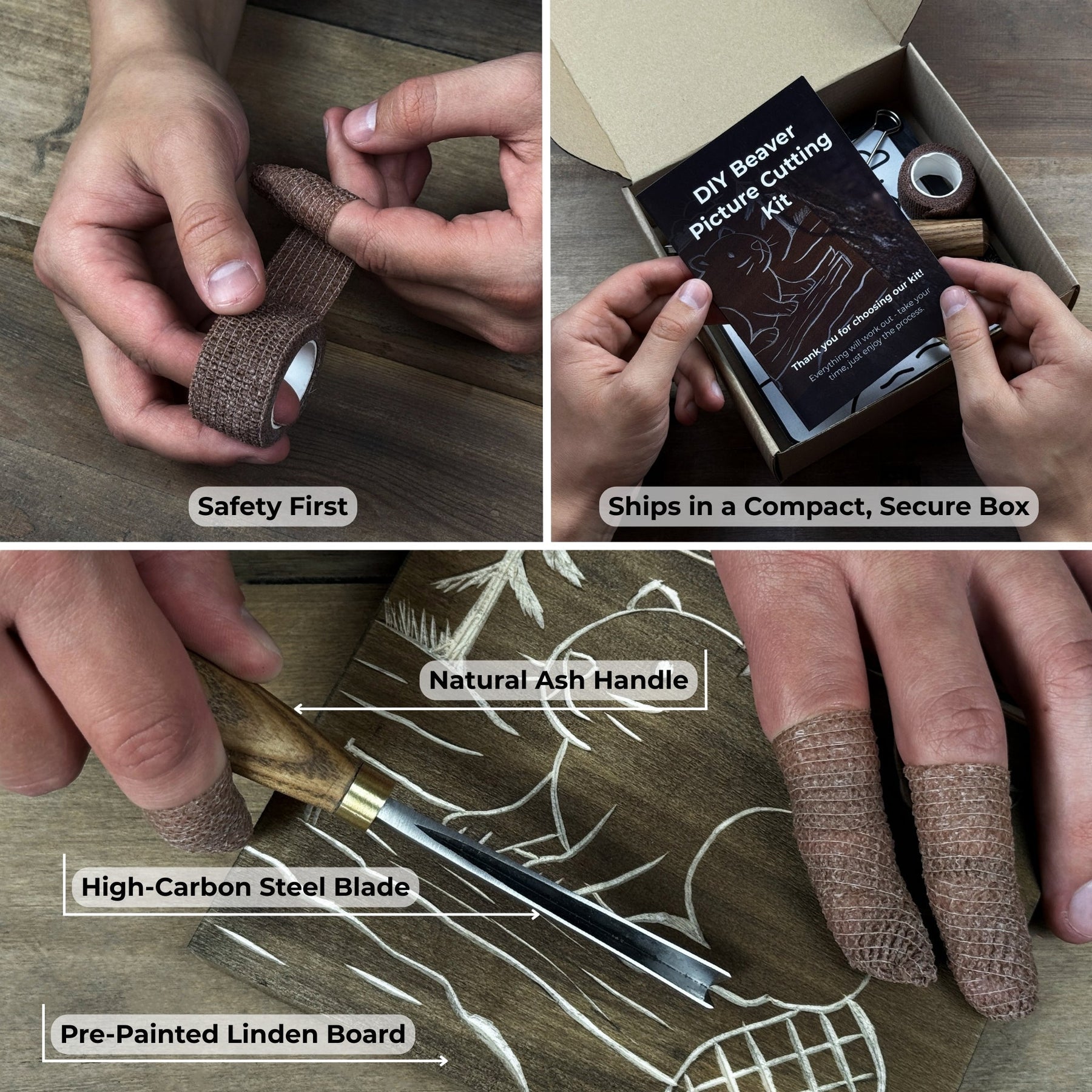 DIY Beaver Carving Kit – Wood Art Set with V-Chisel & Video Guide detail view by Sharky Forged Steel Tools