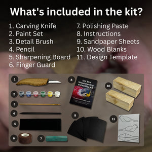 DIY Bird Wood Carving & Painting Kit detail view by Sharky Forged Steel Tools