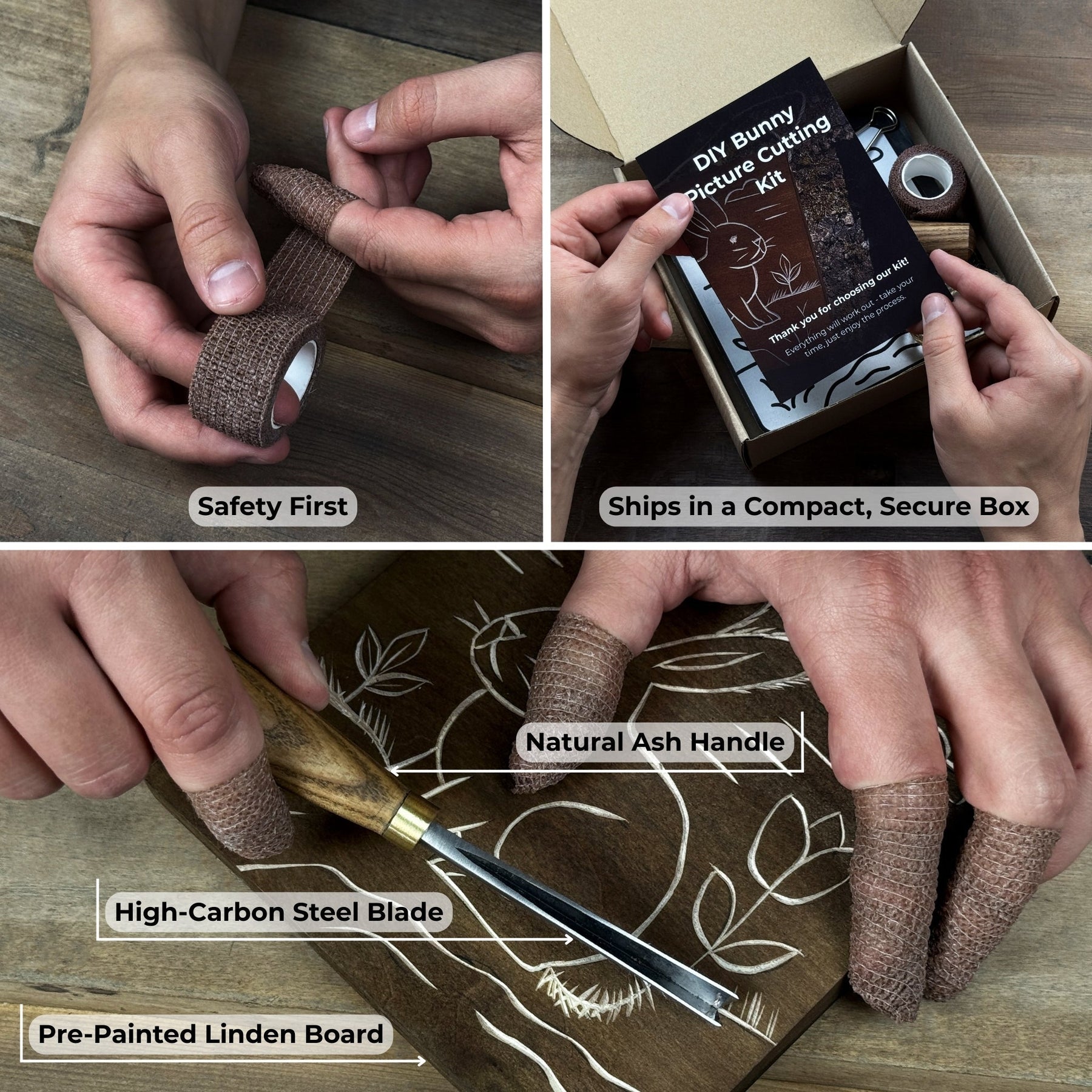 DIY Bunny Carving Kit – Wood Art Set with V-Chisel & Video Guide detail view by Sharky Forged Steel Tools