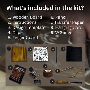 DIY Bunny Carving Kit – Wood Art Set with V-Chisel & Video Guide detail view by Sharky Forged Steel Tools