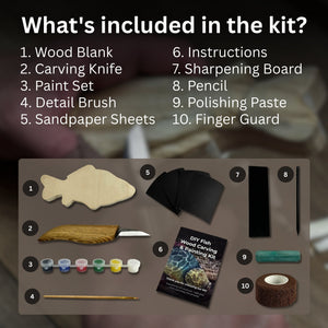 DIY Fish Wood Carving & Painting Kit – Beginner Whittling Set with Video Tutorial detail view by Sharky Forged Steel Tools