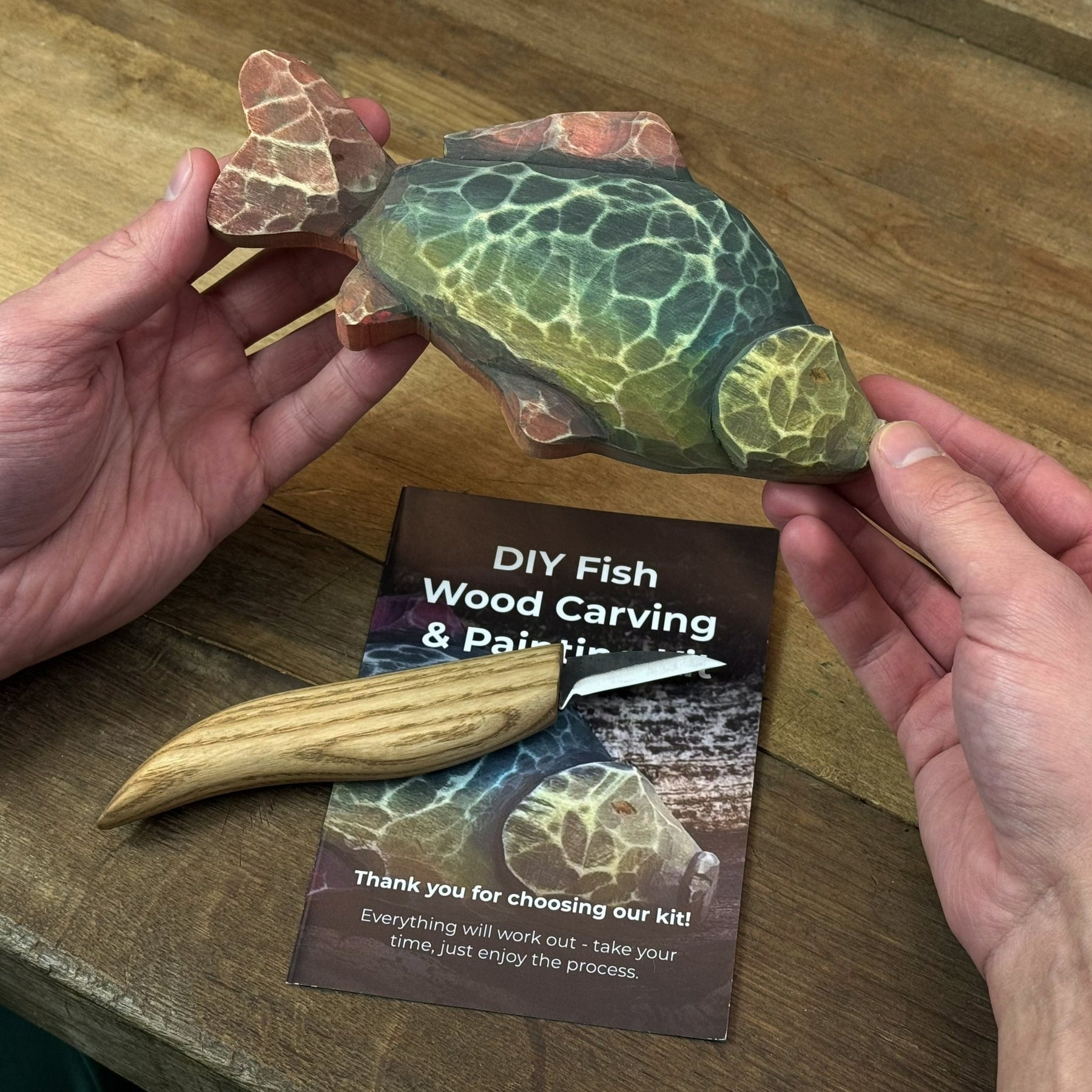 DIY Fish Wood Carving & Painting Kit – Beginner Whittling Set with Video Tutorial detail view by Sharky Forged Steel Tools