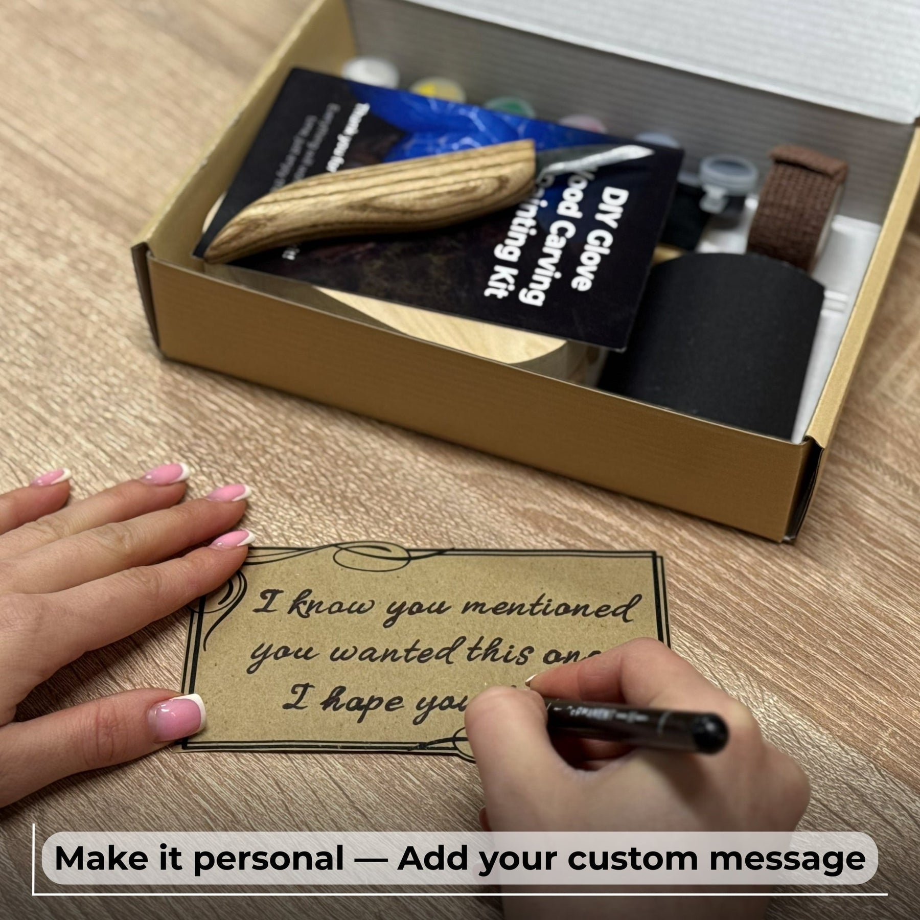 DIY Glove Wood Carving & Painting Kit detail view by Sharky Forged Steel Tools