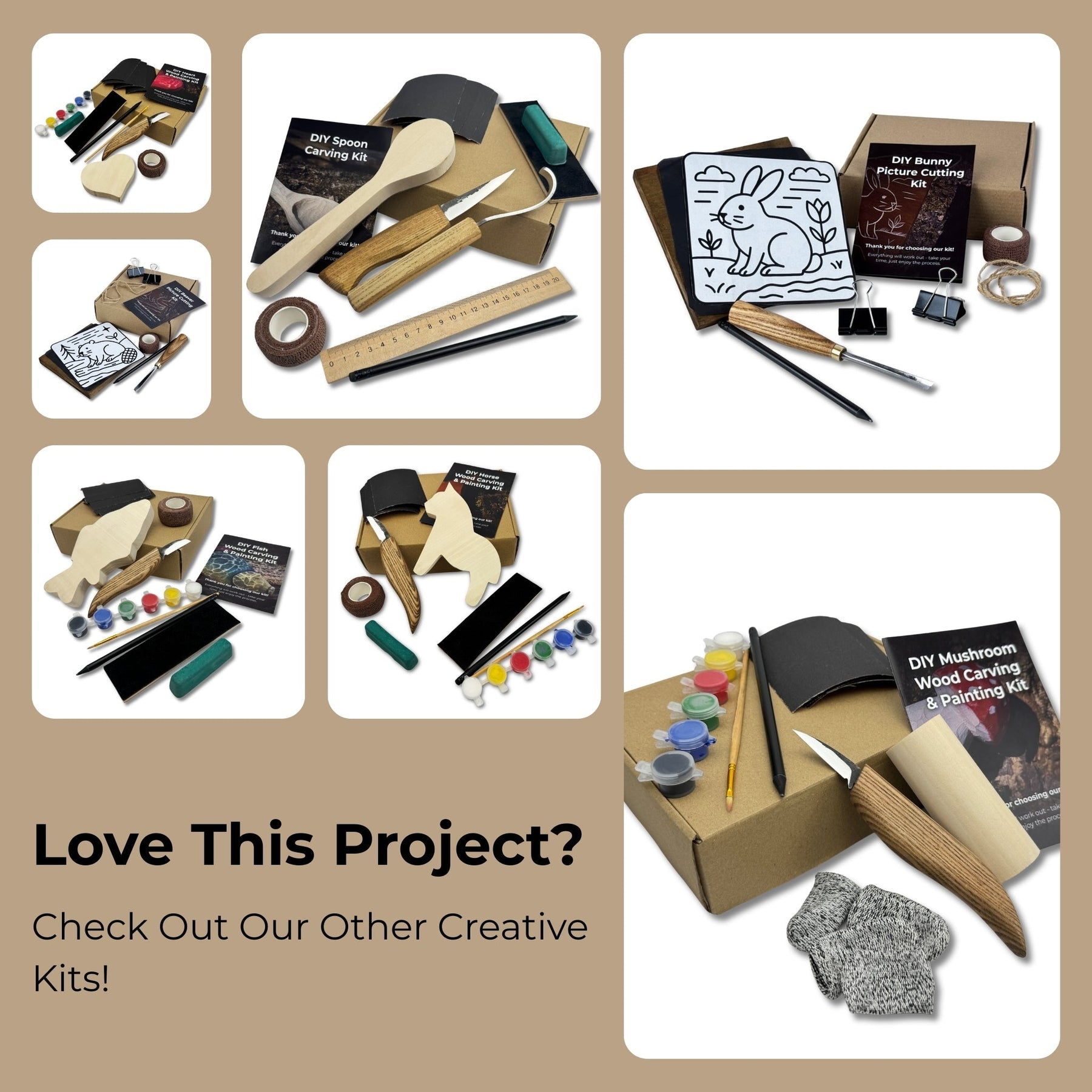 DIY Glove Wood Carving & Painting Kit detail view by Sharky Forged Steel Tools