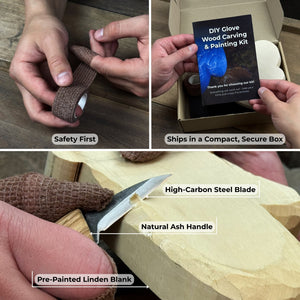 DIY Glove Wood Carving & Painting Kit detail view by Sharky Forged Steel Tools