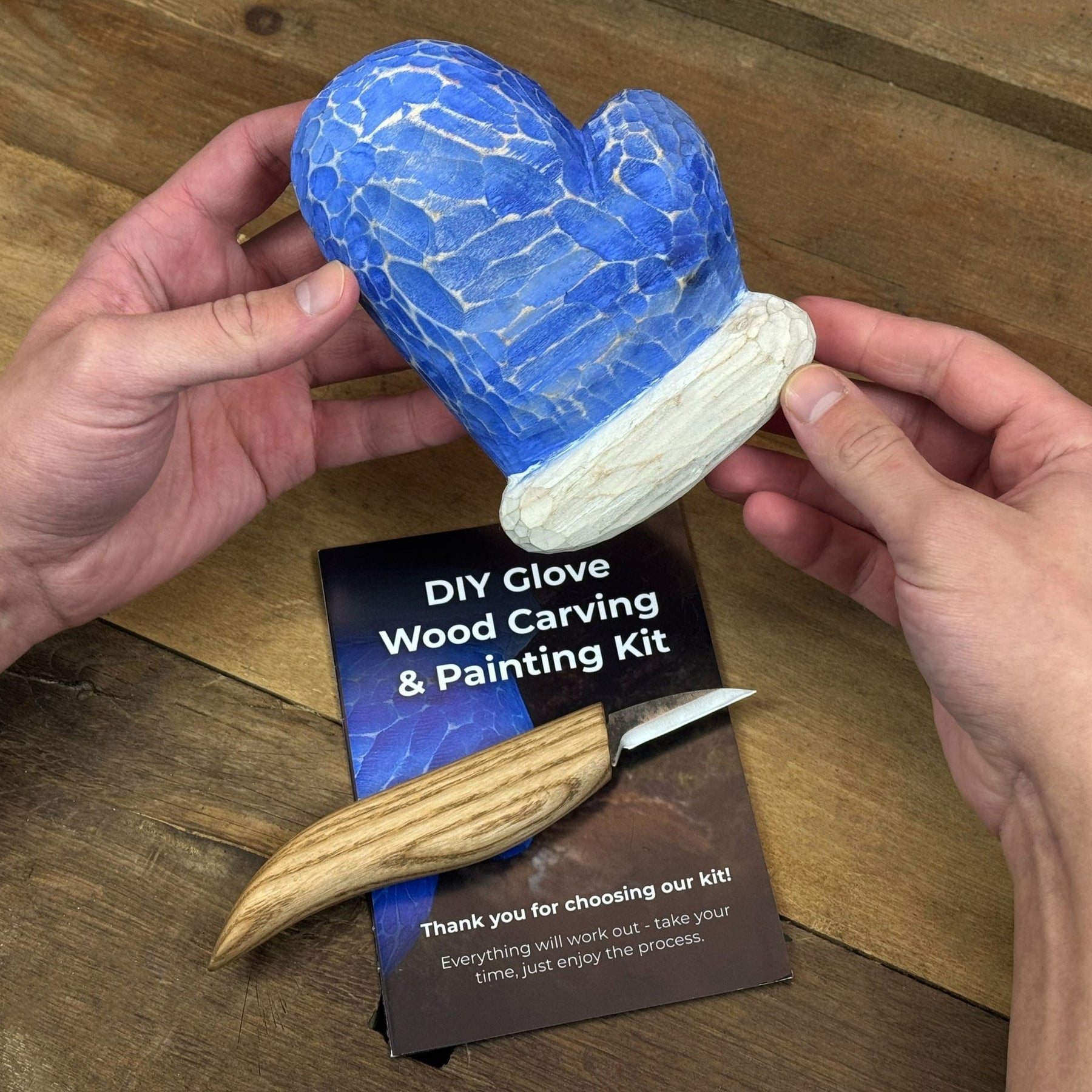 DIY Glove Wood Carving & Painting Kit detail view by Sharky Forged Steel Tools