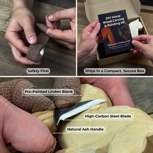 DIY Horse Wood Carving & Painting Kit detail view by Sharky Forged Steel Tools