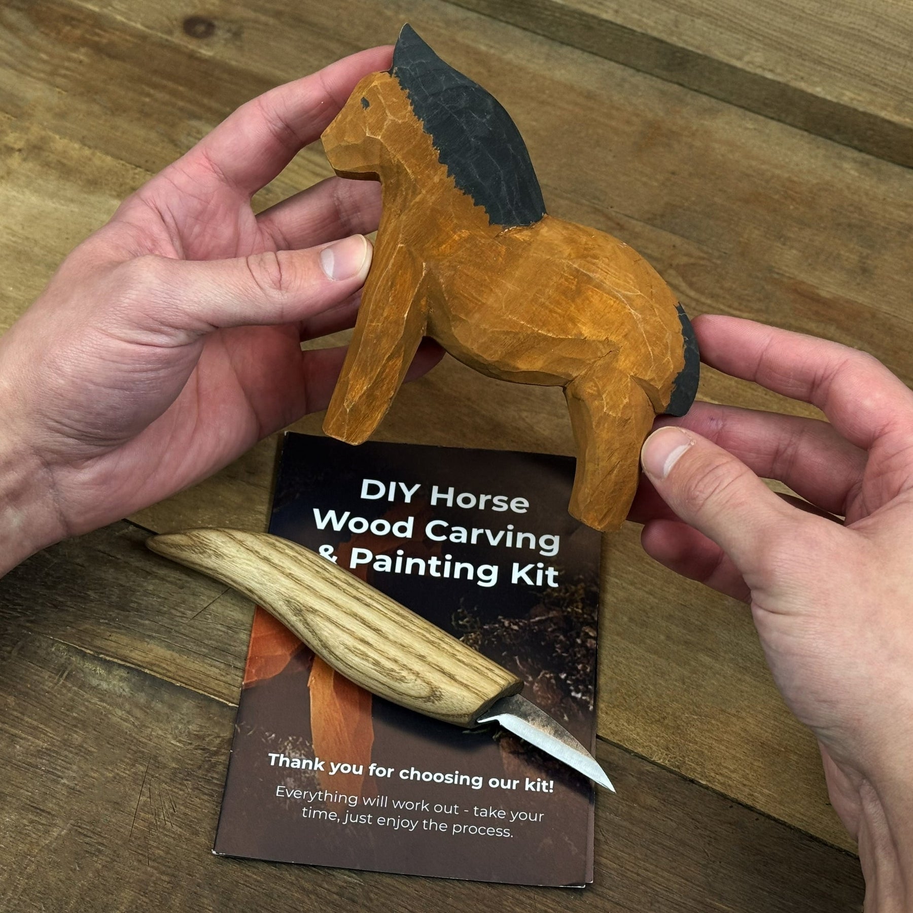 DIY Horse Wood Carving & Painting Kit detail view by Sharky Forged Steel Tools