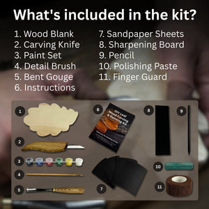 DIY Oak Leaf Carving and Painting Kit detail view by Sharky Forged Steel Tools