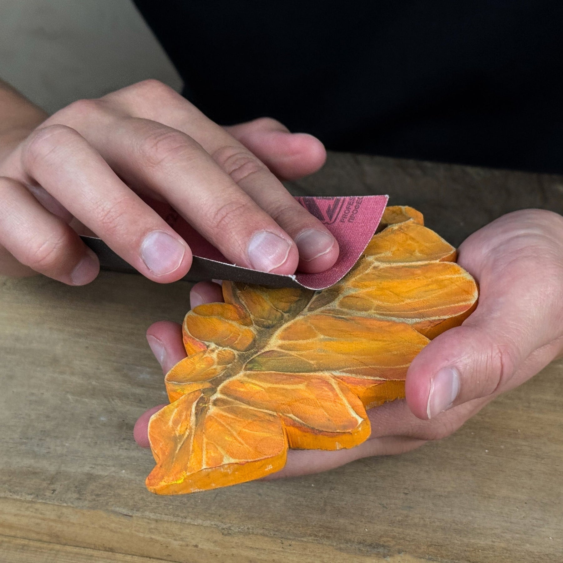 DIY Oak Leaf Carving and Painting Kit detail view by Sharky Forged Steel Tools