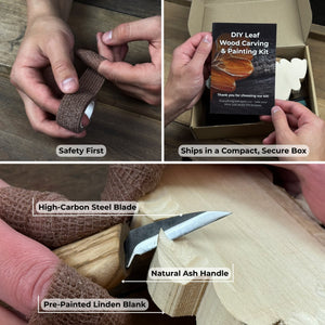 DIY Oak Leaf Carving and Painting Kit detail view by Sharky Forged Steel Tools