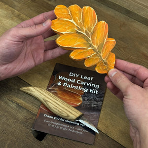 DIY Oak Leaf Carving and Painting Kit detail view by Sharky Forged Steel Tools