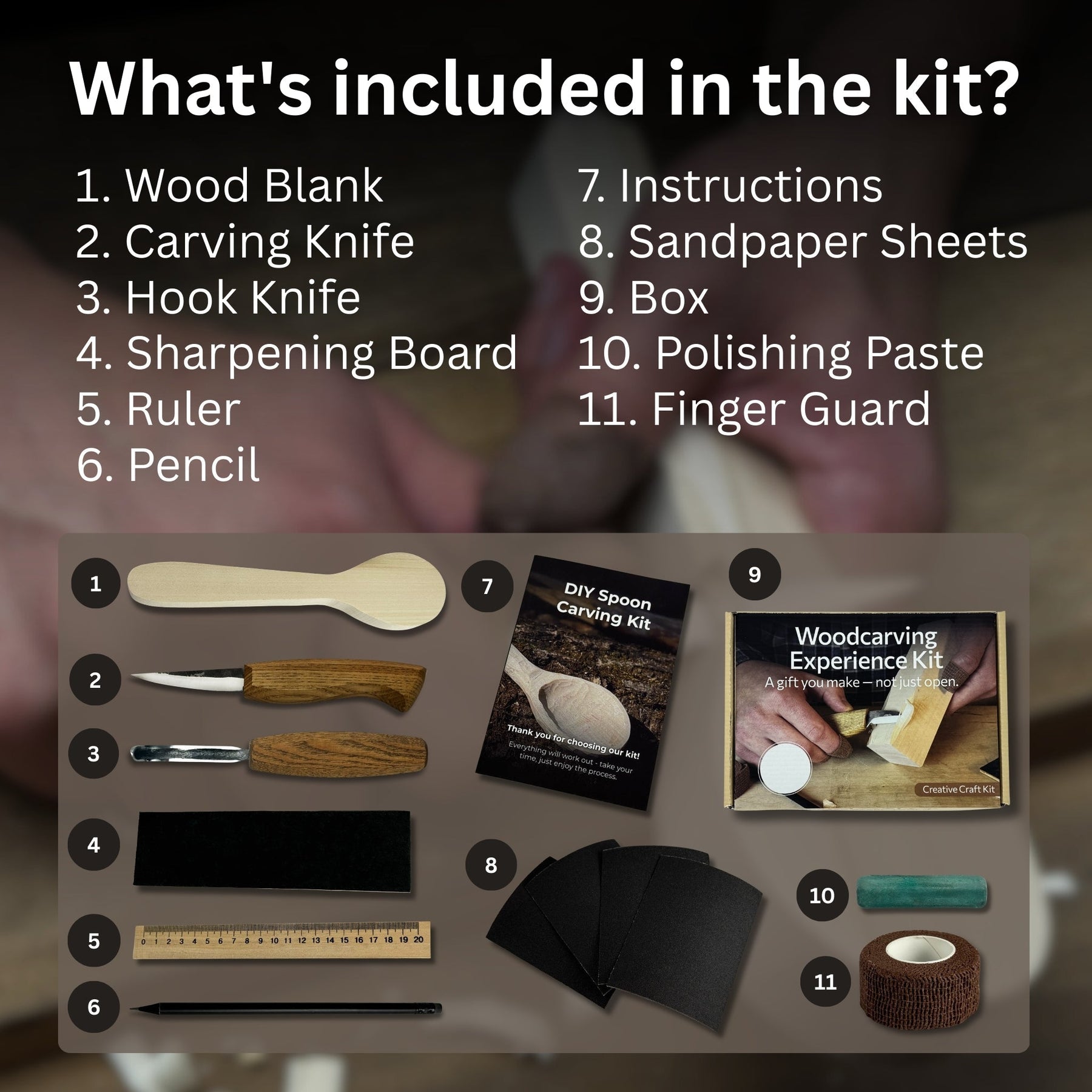 DIY Wood Carving Kit – Spoon Making Set for Beginners detail view by Sharky Forged Steel Tools