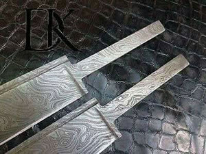 DK-0030 Lot of 2 Custom Handmade Damascus Steel Seax knife Blank Blades/ Knife making by JW SteelCrafts, Damascus knife detail photo 3