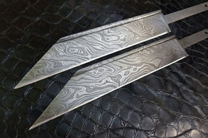 DK-0030 Lot of 2 Custom Handmade Damascus Steel Seax knife Blank Blades/ Knife making by JW SteelCrafts, Damascus knife main product photo