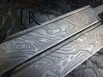 DK-0030 Lot of 2 Custom Handmade Damascus Steel Seax knife Blank Blades/ Knife making by JW SteelCrafts, Damascus knife detail photo 4