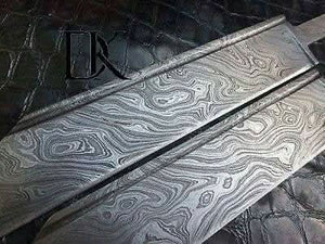 DK-0030 Lot of 2 Custom Handmade Damascus Steel Seax knife Blank Blades/ Knife making by JW SteelCrafts, Damascus knife detail photo 4