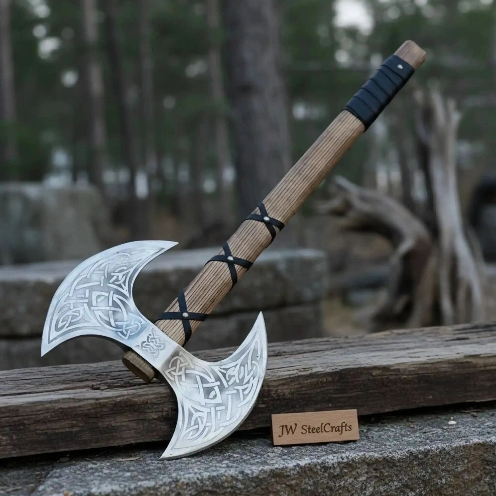 Unique Double-Headed Viking Axe - Handcrafted Decor Piece | Two Styles Available | JW SteelCrafts by JW SteelCrafts, Southern home decor main product photo