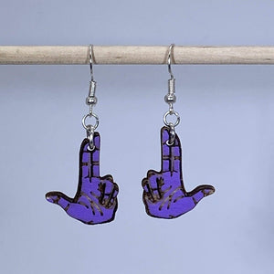 Double Finger Gun Earrings | Funny Gesture Jewelry by Cate's Concepts, LLC, handmade jewelry detail photo 3
