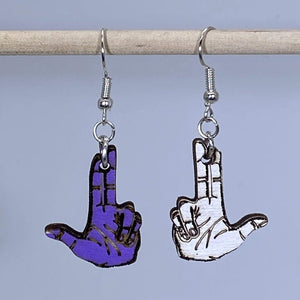 Double Finger Gun Earrings | Funny Gesture Jewelry by Cate's Concepts, LLC, handmade jewelry detail photo 2
