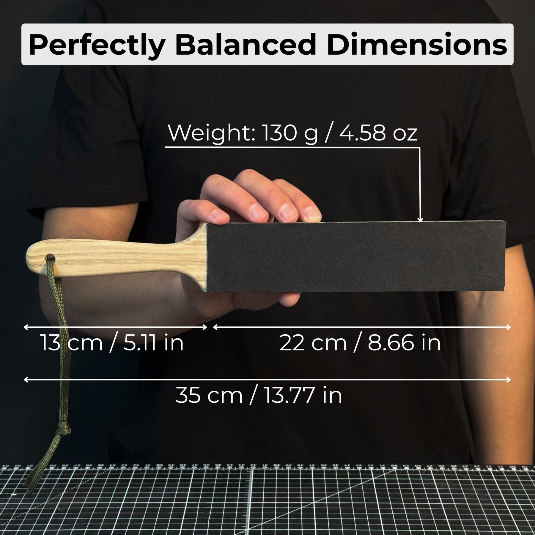 Double-Sided Leather Sharpening Strop with Polishing Paste detail view by Sharky Forged Steel Tools