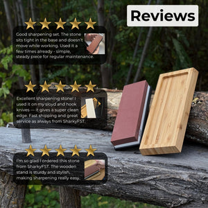 Double-Sided Sharpening Stone with Optional Wooden Stand – Grit #3000 / #8000 detail view by Sharky Forged Steel Tools