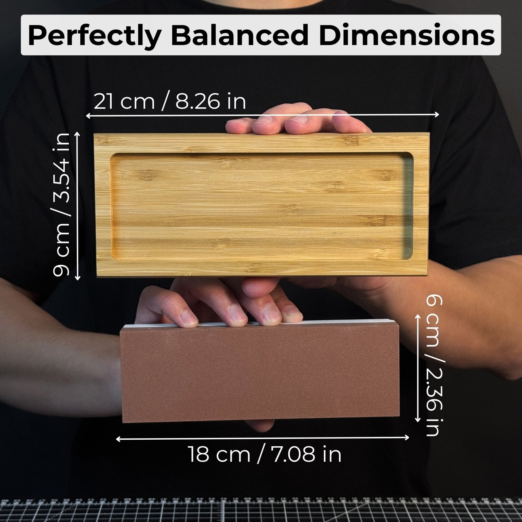 Double-Sided Sharpening Stone with Optional Wooden Stand – Grit #3000 / #8000 detail view by Sharky Forged Steel Tools