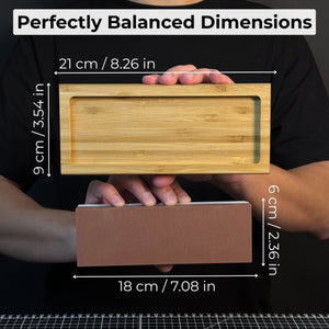 Double-Sided Sharpening Stone with Optional Wooden Stand – Grit #3000 / #8000 detail view by Sharky Forged Steel Tools
