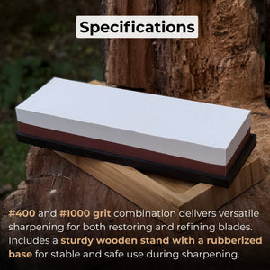 Double-Sided Sharpening Stone with Optional Wooden Stand – Grit #3000 / #8000 detail view by Sharky Forged Steel Tools