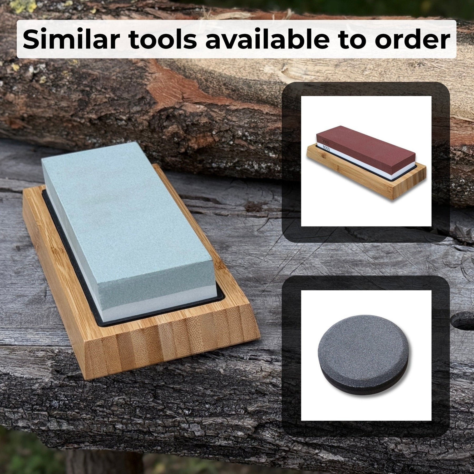 Double-Sided Sharpening Stone with Optional Wooden Stand – Grit #400 / #1000 detail view by Sharky Forged Steel Tools
