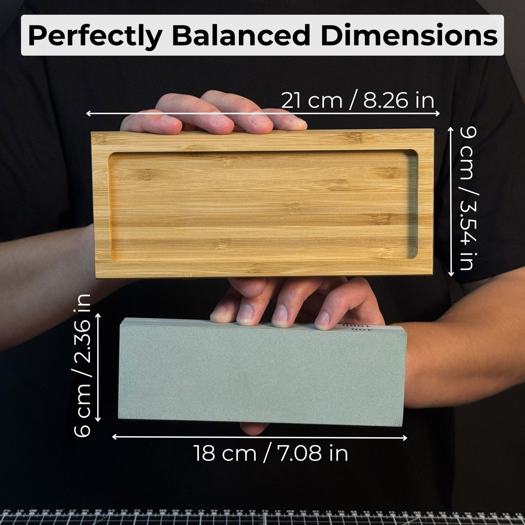 Double-Sided Sharpening Stone with Optional Wooden Stand – Grit #400 / #1000 detail view by Sharky Forged Steel Tools