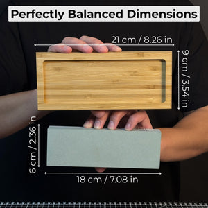 Double-Sided Sharpening Stone with Optional Wooden Stand – Grit #400 / #1000 detail view by Sharky Forged Steel Tools