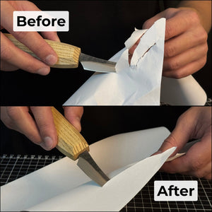 Double-Sided Sharpening Stone with Optional Wooden Stand – Grit #400 / #1000 detail view by Sharky Forged Steel Tools