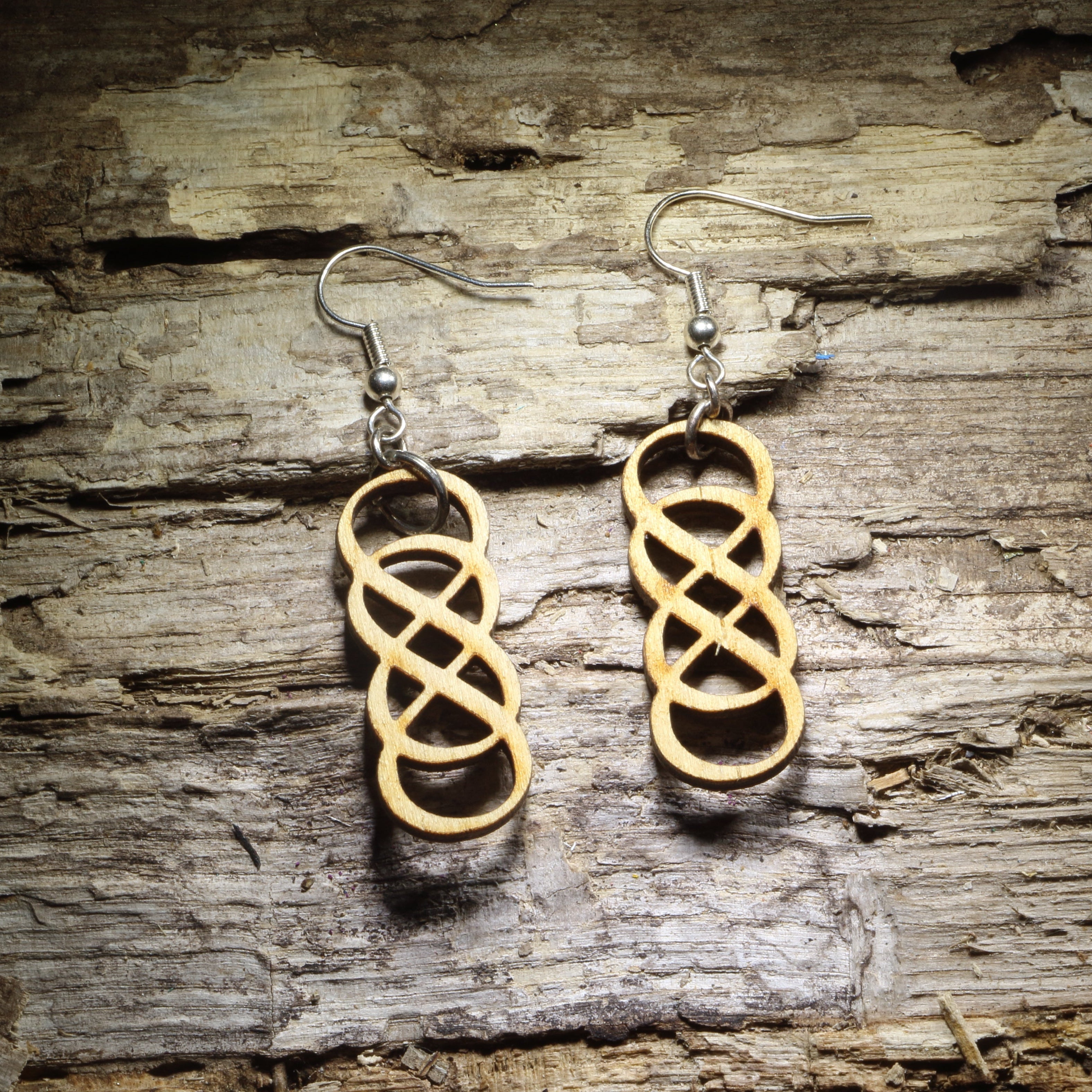 Double Infinity Wooden Dangle Earrings | Symbol Jewelry
