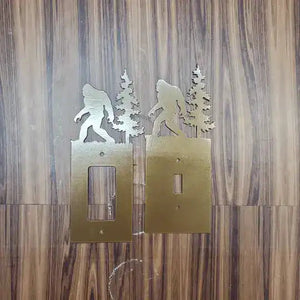 Bigfoot Metal Light Switch Cover – Forest Creature Plate – Powder Coated Steel (Single/Double Gang or Rocker) – Rustic Cabin