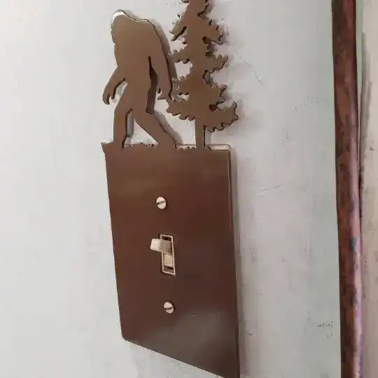 Bigfoot Metal Light Switch Cover – Forest Creature Plate – Powder Coated Steel (Single/Double Gang or Rocker) – Rustic Cabin & Garage Decor