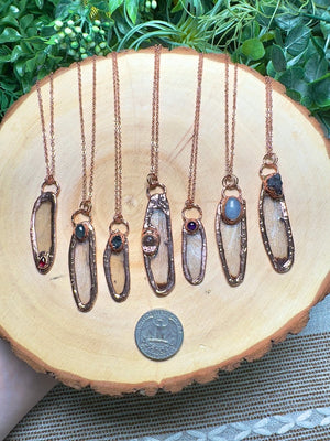 Dragonfly Wing and Resin Face Necklace detail view by Copper Ashes