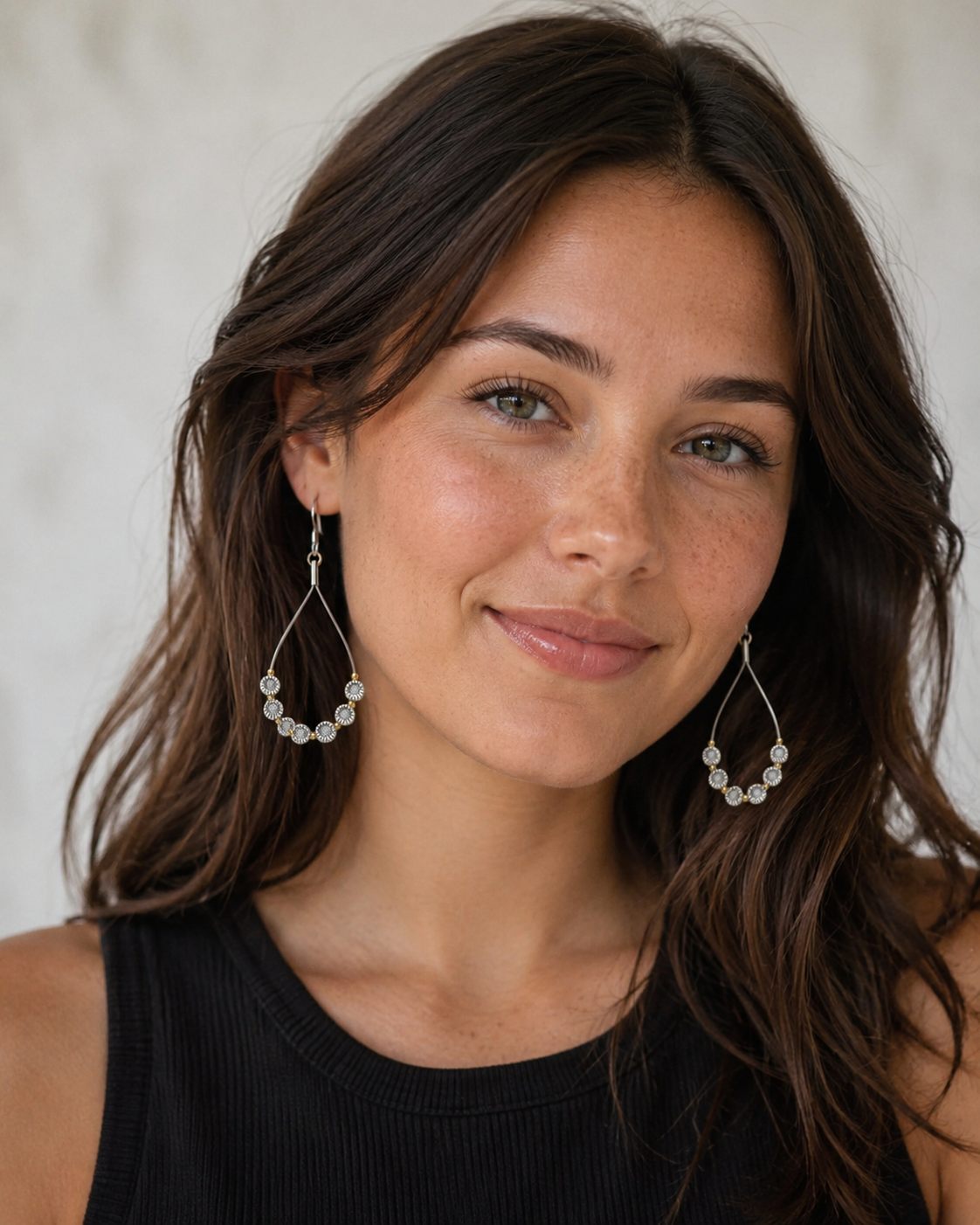 Silver and Gold Guitar String Hoop Earrings by N Harmony Jewelry, handmade jewelry main product photo